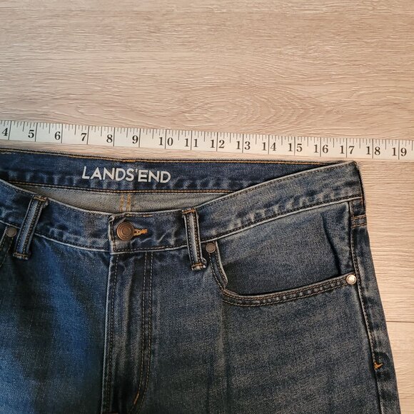 Lands End Jeans 34x32 Measures 34x31 Straight Fit Medium Light Wash Cotton Denim - Picture 6 of 10